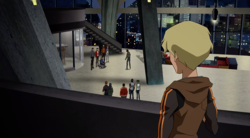 Terra overhearing Black Lightning confronting Batman Inc.